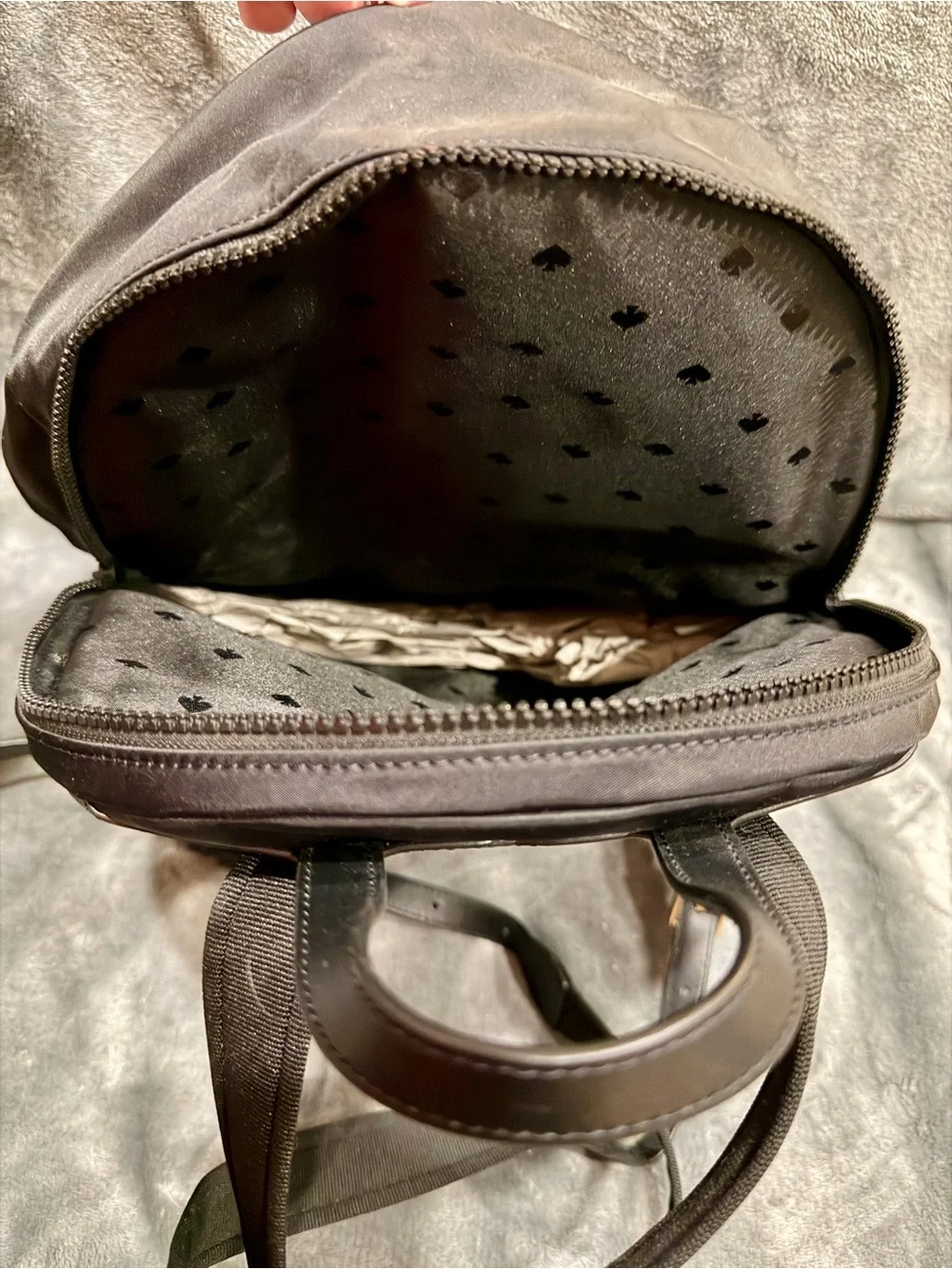 kate spade black nylon backpack with gold logo *New*